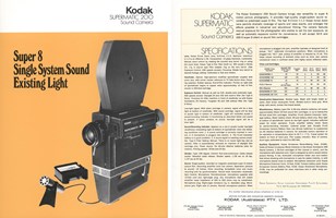 Flyer show both printed sides in black and yellow colour scheme with a black and white photograph of the camera on the front and text on the reverse.