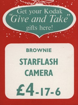 Colour printed price ticket. Predominantly red, with green and white blocks for text. Text is white and green.