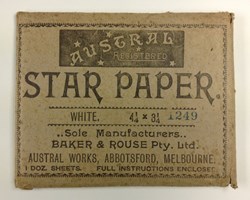 Brown envelope with brown text printed on the front