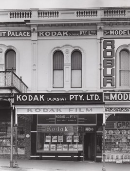 Exterior of a Kodak photographic shop. 