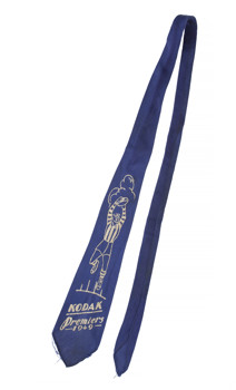 Blue men's tie with white print