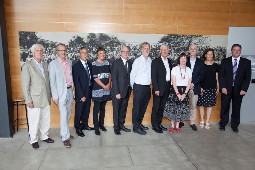 Portrait of former Kodak employees and Rouse family members with Museums Victoria staff at the 10th Anniversary of the Kodak Collection event at Melbourne Museum