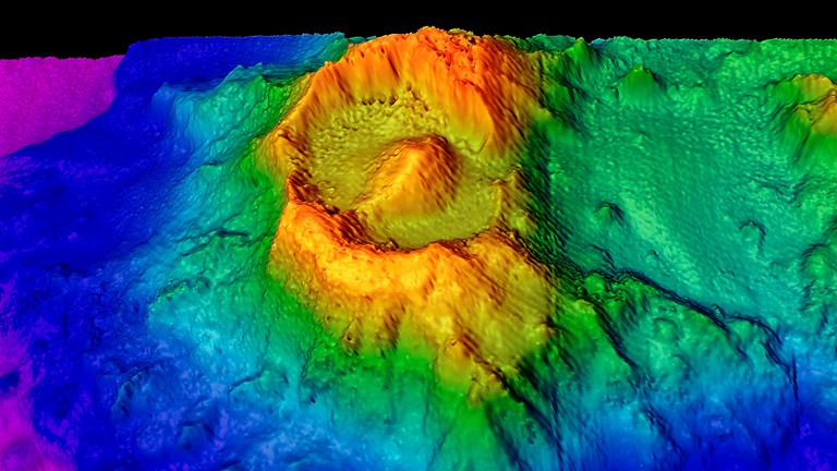 3D imagery of an eye shaped caldera 