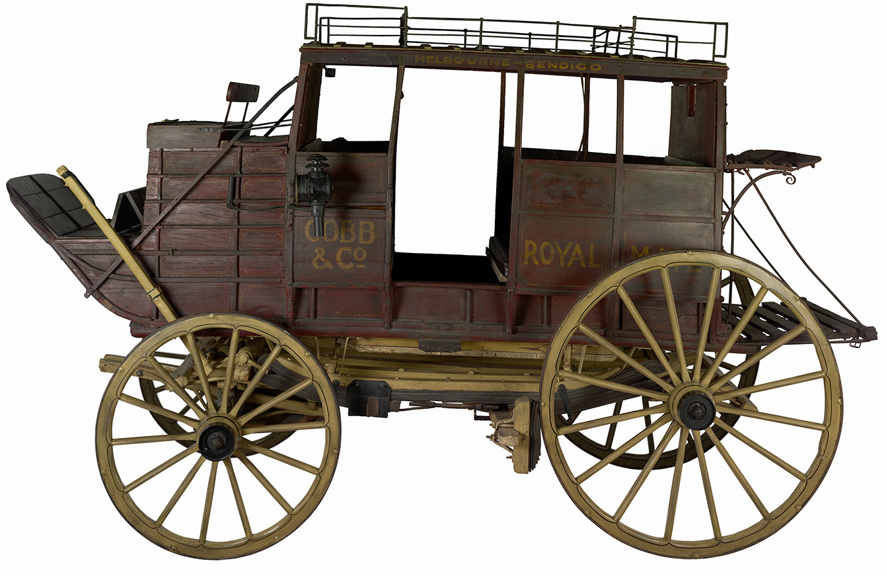 Horse-drawn Australian pattern 17-passenger stage coach, Dickinson Cobb & Co. coach