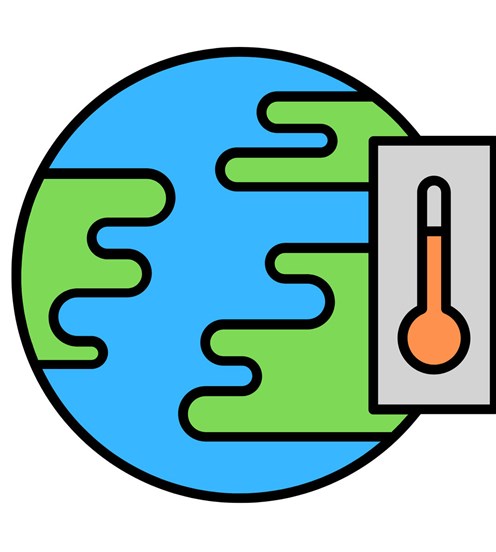 Graphic illustration of the earth and a thermometer 