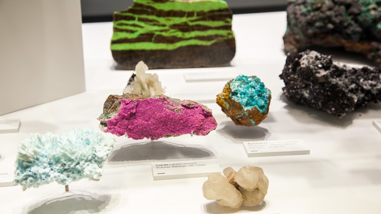 Rocks and minerals on display in the Dynamic Earth exhibition at Melbourne Museum