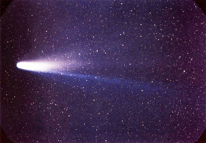 A comet blazing across a starry sky