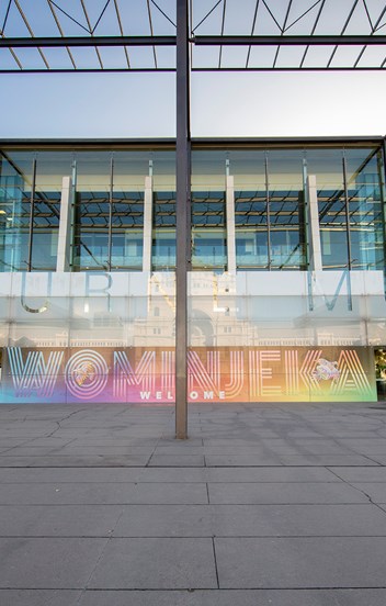 A photo of the front of the Melbourne Museum