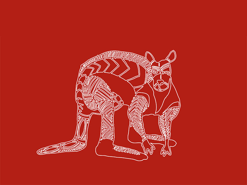illustration of a kangaroo on a red background
