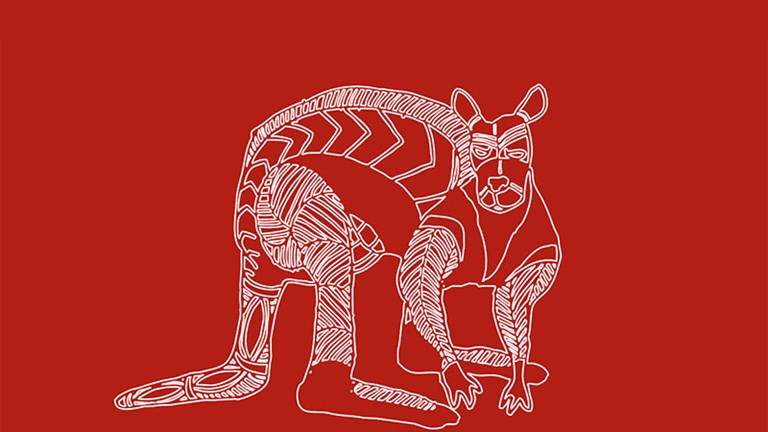 illustration of a kangaroo on a red background