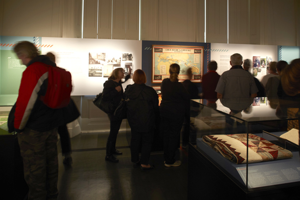 Visitors viewing an exhibition
