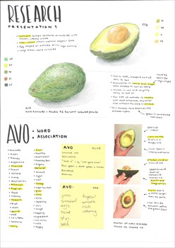 Folio page with annotated drawings of an avocado