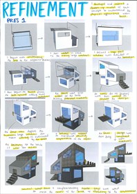 Folio page "Refinement" showing 13 architectural  small diagrams with notes