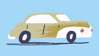 An illustration of Holden’s Model 48-215 FX, racing along the road.