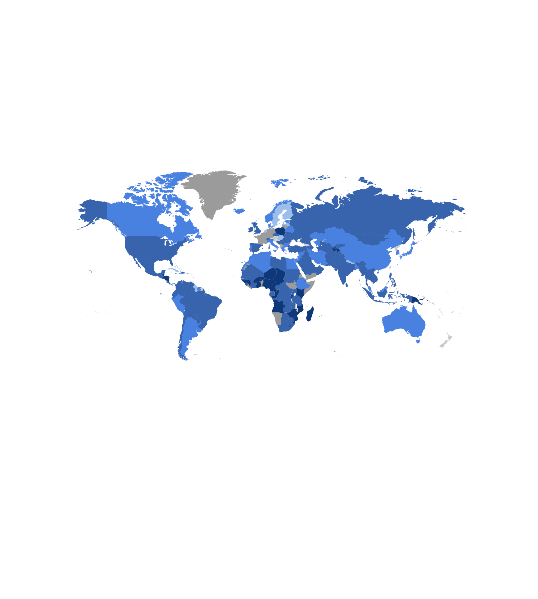A world map with coloured sections showing measles cases in 1990