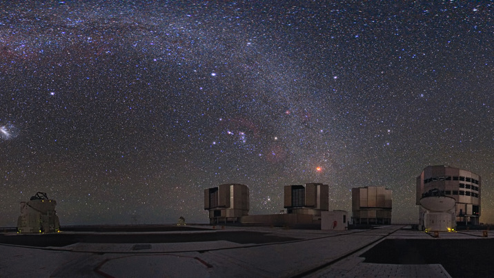The Milky Way arches across the sky above the European Southern Observatory’s Very Large Telescope