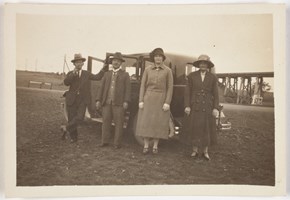 Setsutaro Hasegawa and friends on an outing near Geelong, 1930. Left to right: Motoshiro Ito, Setsutaro, Ito’s wife Bertha and Ada May Furuya, wife of George Furuya (who is probably taking the photograph)