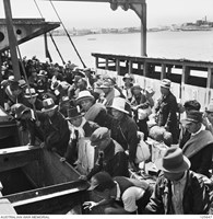 Japanese internees onboard the ship Koei Maru to be repatriated to Japan, Port Melbourne, 1946