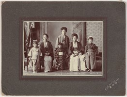 Setsutaro Hasegawa’s extended family in Sapporo, Japan, circa 1909, possibly sent to remind him of his duties back home
