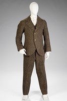 Three-piece, brown tweed wool suit made by Ichizo Sato, circa 1910s and worn by Setsutaro Hasegawa