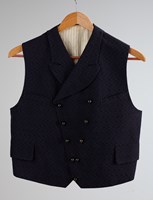 Blue wool waistcoat made by Ichizo Sato, circa 1910s and worn by Setsutaro Hasegawa