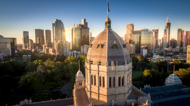 Aerial view of the dome of the Royal Exhibition Building