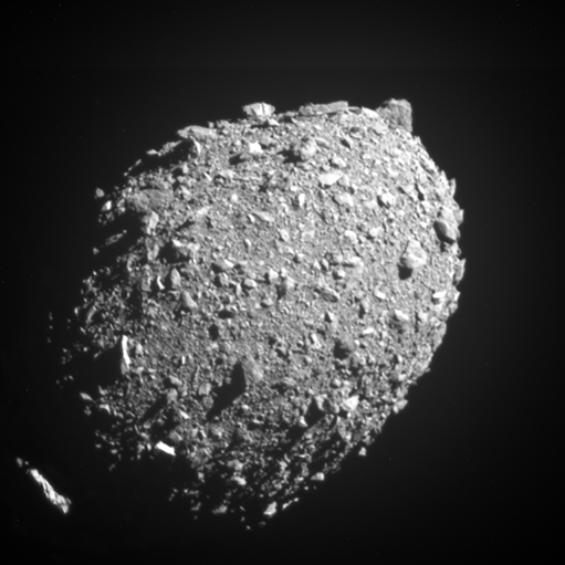 A small rocky asteroid moonlet in space