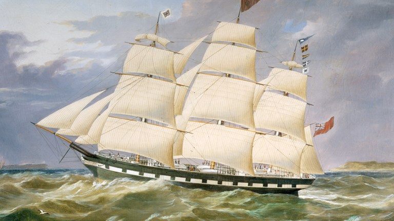 Painting of sailing ship Marco Polo by Thomas Robertson, 1859