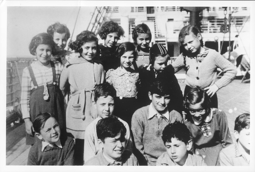 Jewish refugee children on ship Orama heading for Australia, 1939 just prior to outbreak of World War II. 