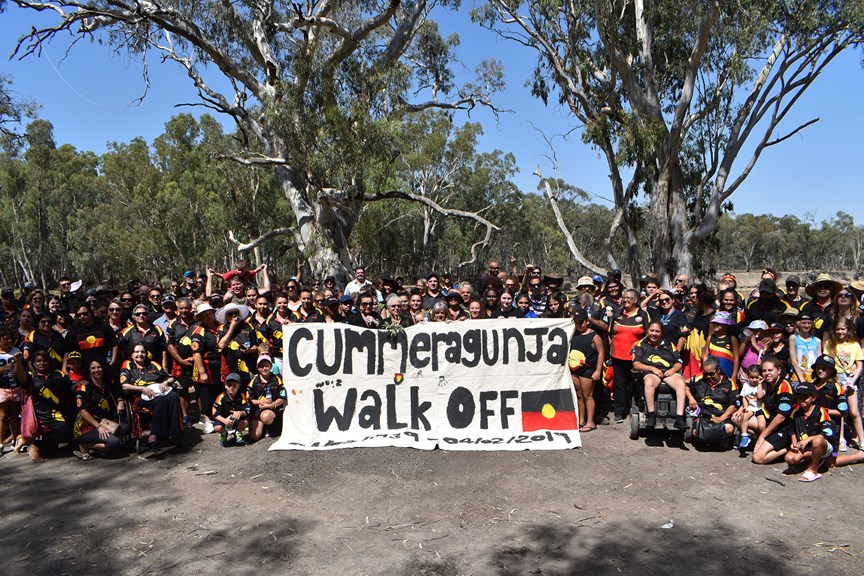 Gathering at Barmah in northern Victoria to remember 80 years since the Cummeragunja walk-off, 2019