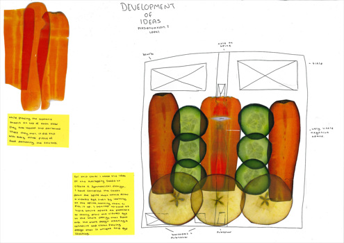 This folio page depicts Alexandra Jacobson’s development of ideas for her Visual Communication Design presentation ‘Sprout Restaurant’. The page includes a range of design elements and design principles that Alexandra has used to refine her design concepts relevant to the brief.