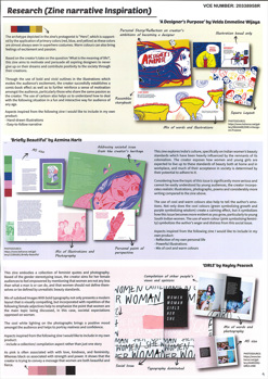 This folio page shows Emily Widjaja’s research into zine narratives. It documents and evaluates three narrative approaches in different zine designs.