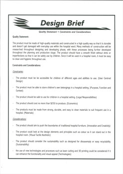 Three folio pages outlining Harrison Carr’s end-user profile and design brief.