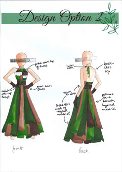 Two folio pages depicting Design Option 2, showing design illustrations and end-user feedback.