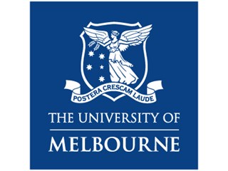 The University of Melbourne logo - white on blue