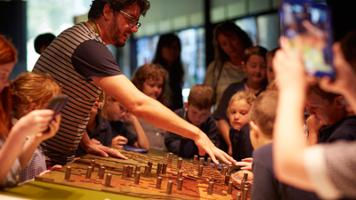 Pablo presenting an education program to primary school students in Bunjilaka.
