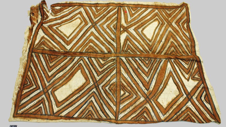 Bark cloth painted with an angular design