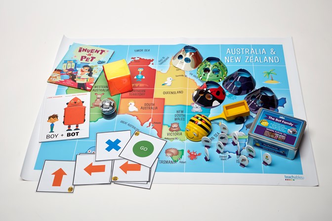 Toys and Books on a floor map