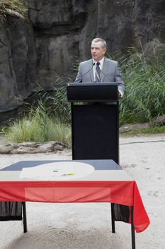Man standing at a lectern