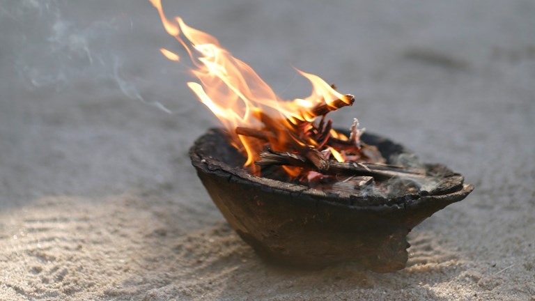 Fire in a small bowl