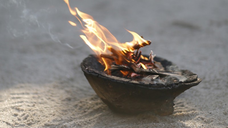 Fire in a small bowl