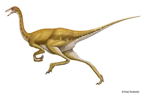 Image depicts Ornithomimus, a close relative of Gallimimus.