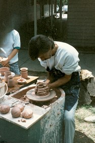 Man using a pottery wheel