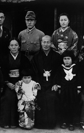 Black and white family portrait