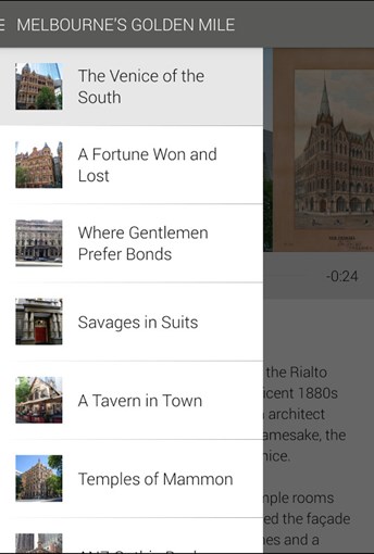 Screenshot of the Walking through history app