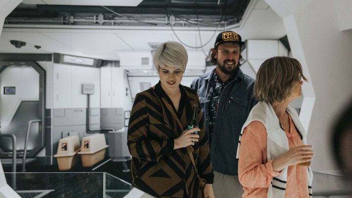 Adults drinking in the space can at at Scienceworks.