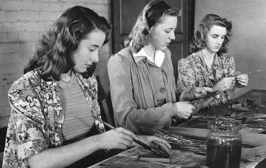 three women working