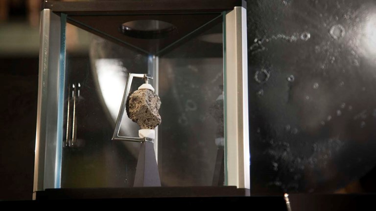 moon rock in an museum exhibition