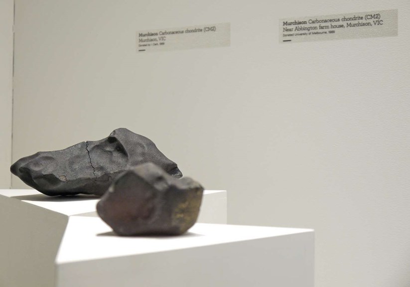 rocks on display in a museum exhibition