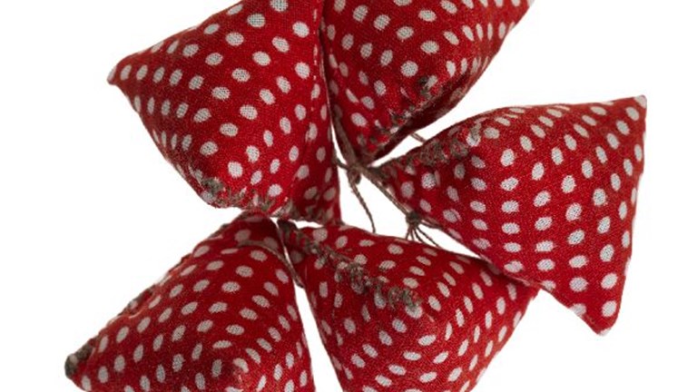 Red and white fabric jacks